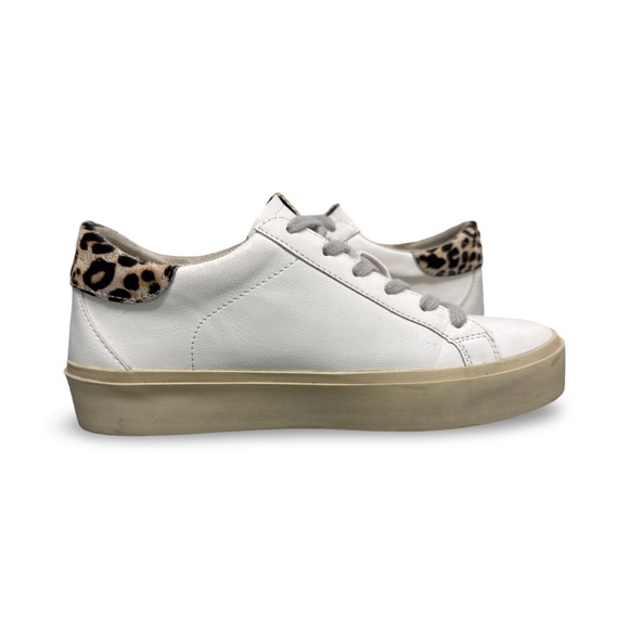 ShuShop Reba White Leather Platform Sneaker with Star Leopard Print Women’s 6.5 - Picture 8 of 9